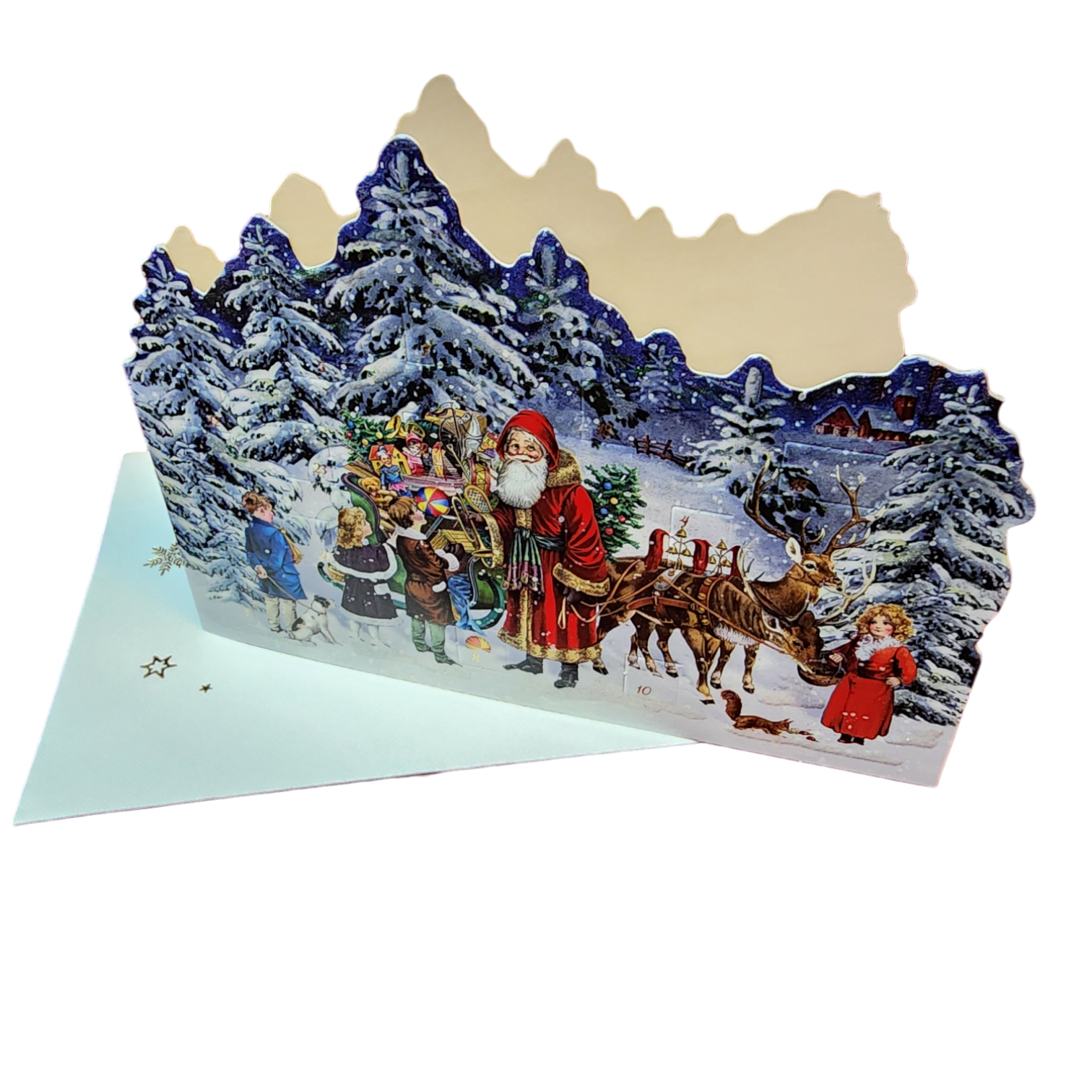Diecut Santa And His Sleigh Advent Card With Envelope