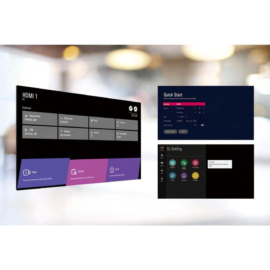 Digital Signage Video Wall 2x2 Bundle - 49" FHD Display System | TecISoft 49VL5GMW-4P