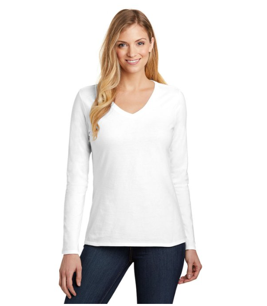District® Women’s Very Important Tee® | Luxe Long Sleeve V-Neck with All-Over Front & Back Prints