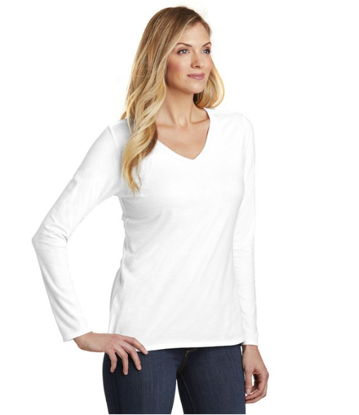 District® Women’s Very Important Tee® | Luxe Long Sleeve V-Neck with All-Over Front & Back Prints
