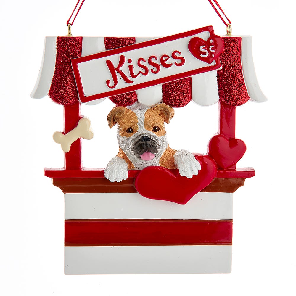 Dog Kisses - Kissing Booth Ornament - Bulldog