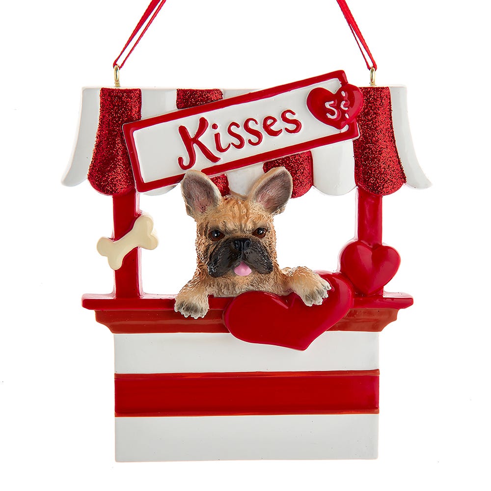 Dog Kisses - Kissing Booth Ornament - French Bulldog