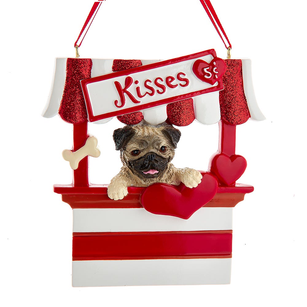 Dog Kisses - Kissing Booth Ornament - Pug