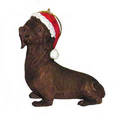 Dog in a Santa Hat Ornament - Dachshund