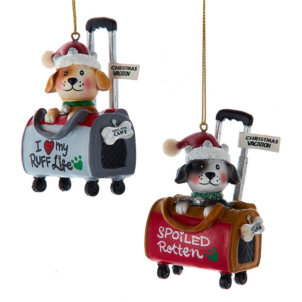 Dog in a Travel Bag Ornament -