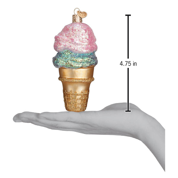 Double Dip Ice Cream Glass Ornament
