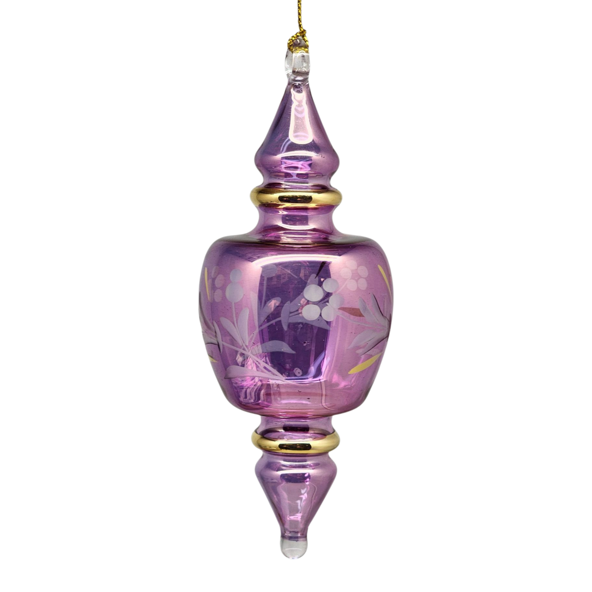 Double Pointed Blown Glass Box Ornament - Purple