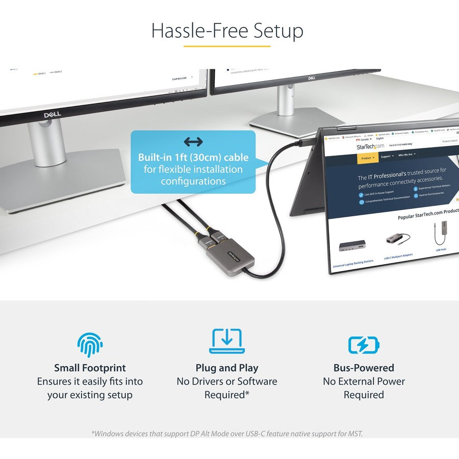 Dual Hdmi Mst Hub 4K 60Hz,Usb-C Multi-Monitor Adapter