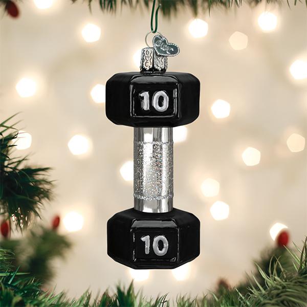 Dumbell Weight Glass Ornament