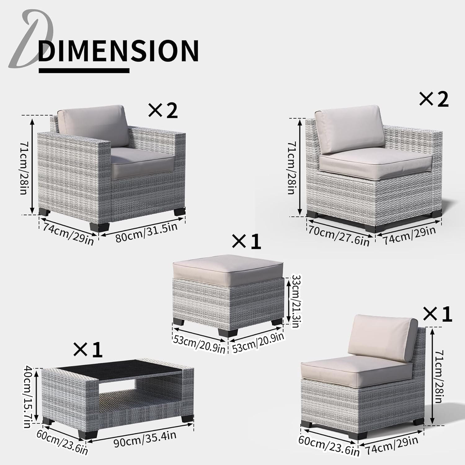Durable Seven Piece Outdoor Sectional Patio Furniture Set