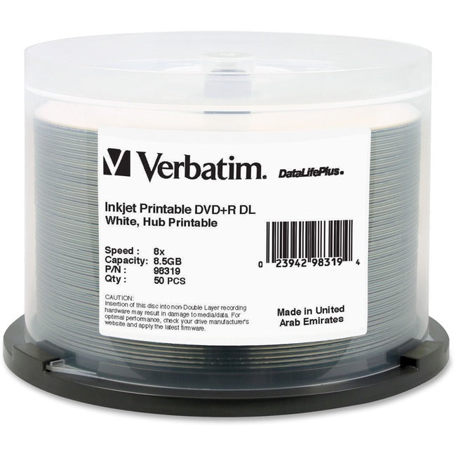 Dvd+R Dl 8.5Gb 8X Inkjet Printable 50Pk