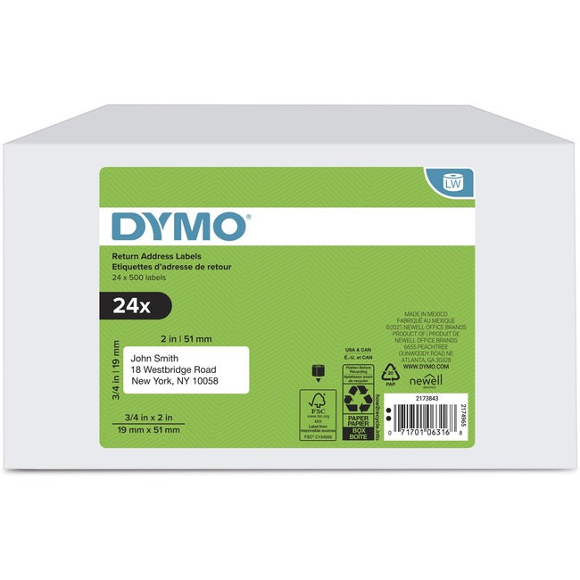 Dy Lw 3/4X2In Re Adr Lbl 500Ct 24Pk(30330)