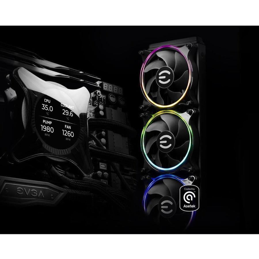 EVGA CLCx 280mm All-in-One LCD CPU Liquid Cooler, 2x 140mm PWM ARGB Fans, Intel, AMD, 5 YR Warranty, 400-HY-CX28-V1