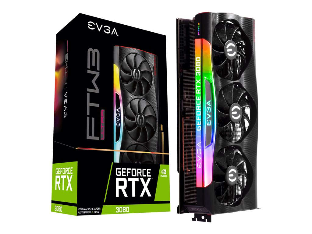 EVGA GeForce RTX 3080 FTW3 ULTRA GAMING - Graphics card - GF RTX 3080 - 10 GB GDDR6X - PCIe 4.0 x16 - HDMI, 3 x