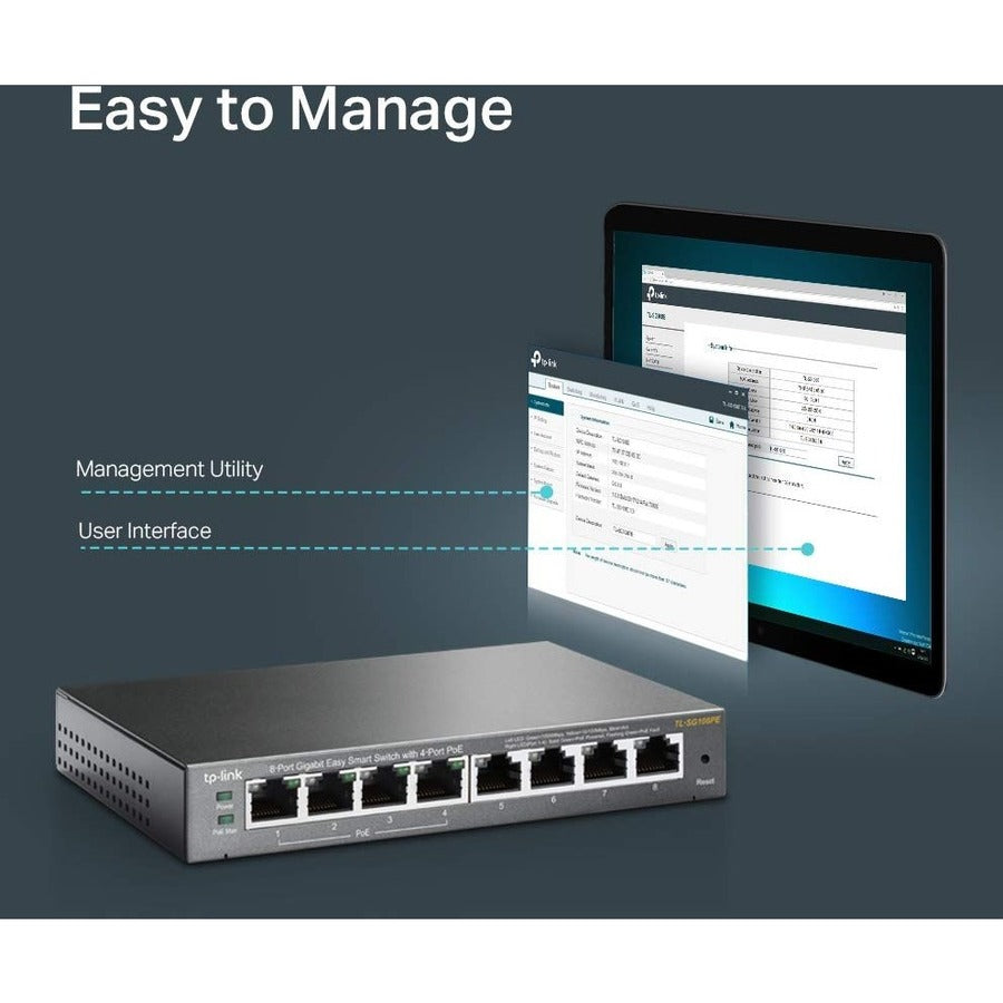 Easy Smart Switch - TP-Link 8-Port Gigabit PoE+ Business Networking | TP-Link TL-SG108PE