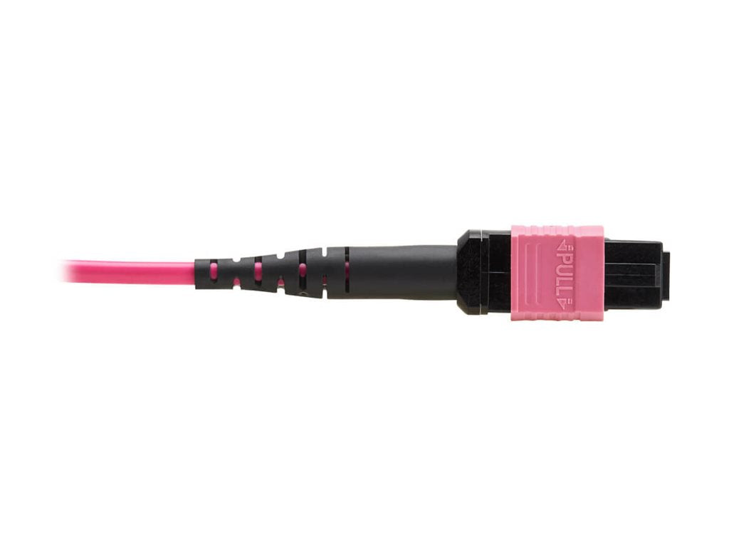 Eaton Tripp Lite Series 100G Multimode 50/125 OM4 Fiber Optic Cable 12F MPO/MPO-PC F/F Type-B Polarity OFNP Magenta 4M TAA - N845B-04M-12MTA