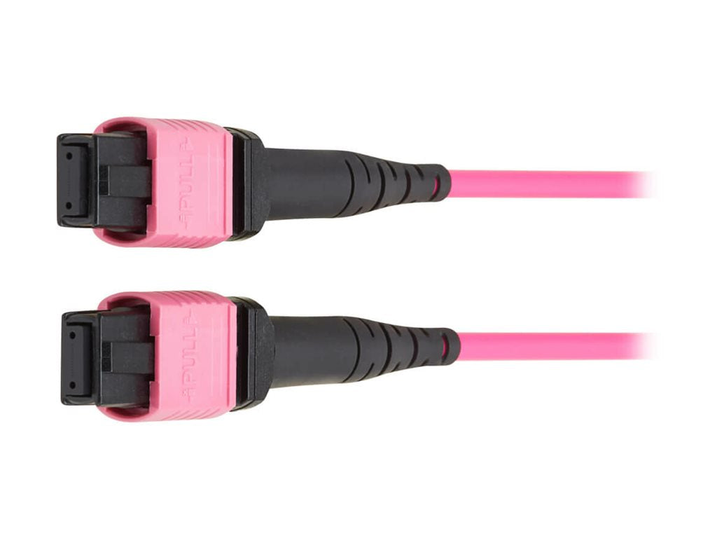 Eaton Tripp Lite Series 100G Multimode 50/125 OM4 Fiber Optic Cable 12F MPO/MPO-PC F/F Type-B Polarity OFNP Magenta 4M TAA - N845B-04M-12MTA