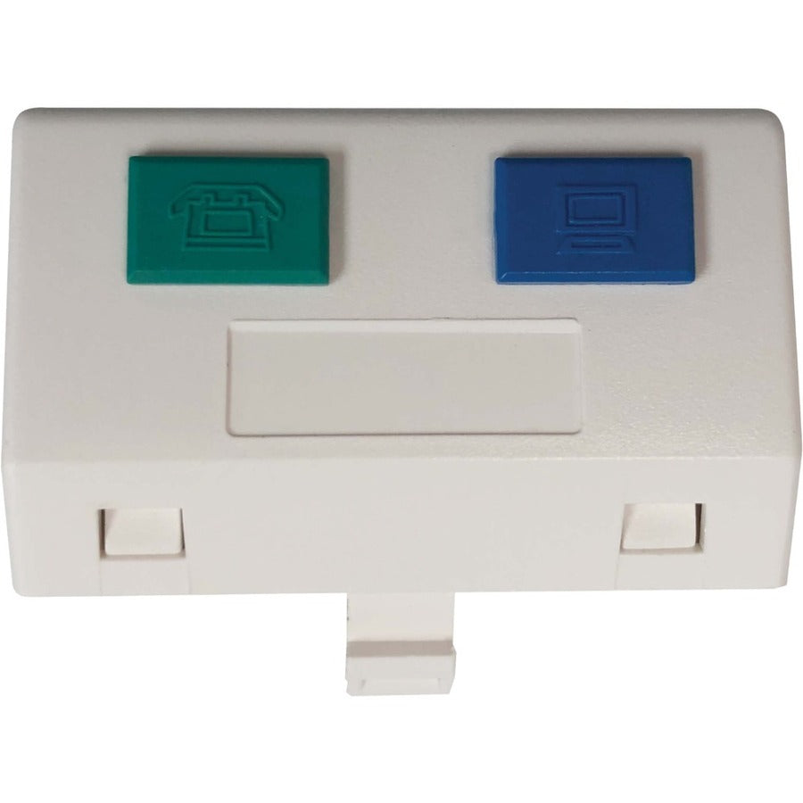Eaton Tripp Lite Series 2-Port European-Style Insert, Unloaded Shuttered Angled Module, Icon Tabs, White, TAA N042E-WM2-SAT