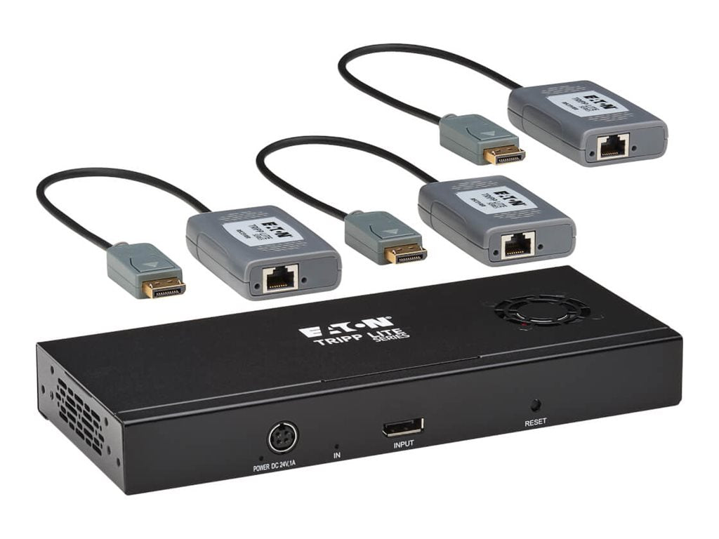 Eaton Tripp Lite Series 3-Port DisplayPort to DisplayPort Splitter/Extender Kit over Cat6, MST Hub, 8K/4K 60 Hz, DP 1.4, Up to B156E-003-8K-K