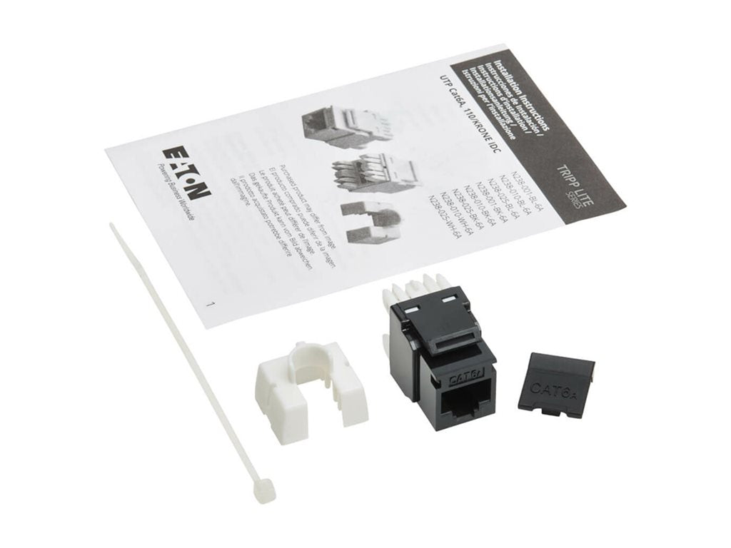 Eaton Tripp Lite Series Cat6 Keystone Jack - 4PPoE Compliant, 110/Krone, 568A/B, RJ45 Ethernet, Black, TAA - Modular insert - N238-001-BK-6A