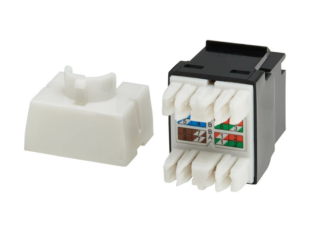 Eaton Tripp Lite Series Cat6 Keystone Jacks, 10 Pack - 4PPoE Compliant, 110/Krone, 568A/B, RJ45 Ethernet, Black, TAA - Modular N238-010-BK-6A
