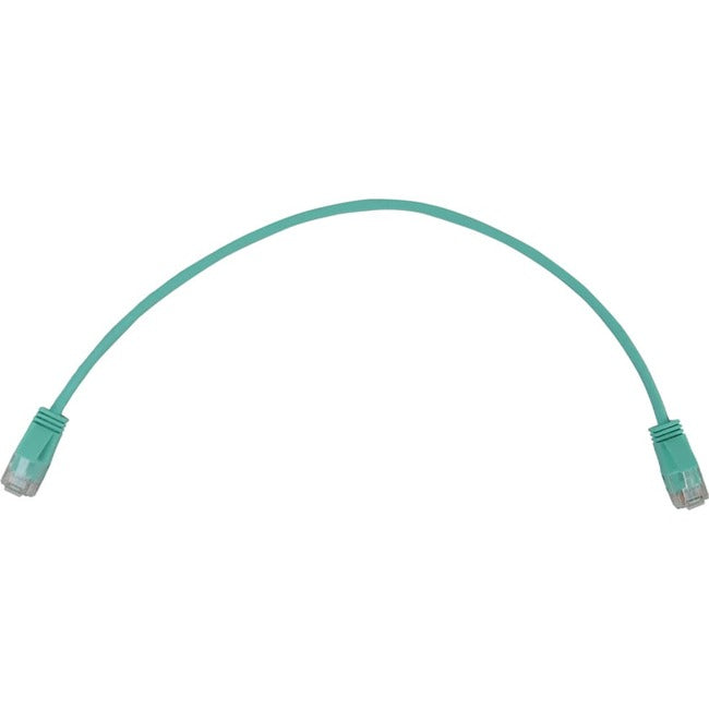 Eaton Tripp Lite Series Cat6a 10G Snagless Molded Slim UTP Ethernet Cable (RJ45 M/M), PoE, Aqua, 1 ft. (0.3 m) N261-S01-AQ