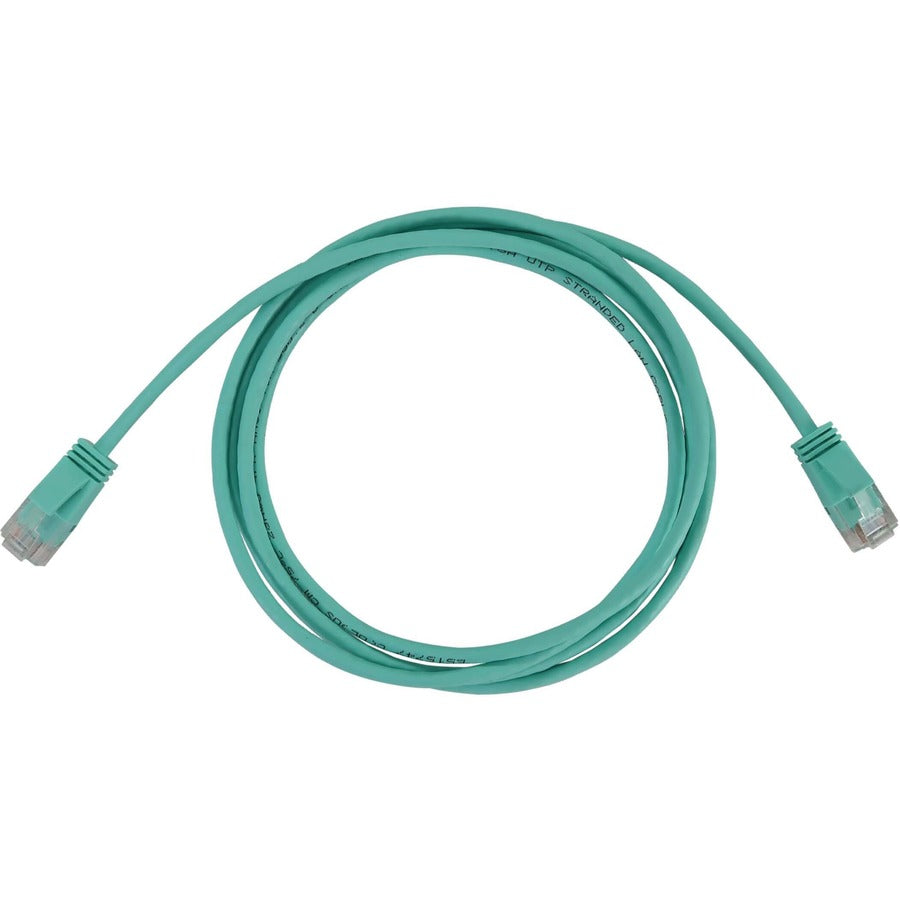 Eaton Tripp Lite Series Cat6a 10G Snagless Molded Slim UTP Ethernet Cable (RJ45 M/M), PoE, Aqua, 15 ft. (4.6 m) N261-S15-AQ