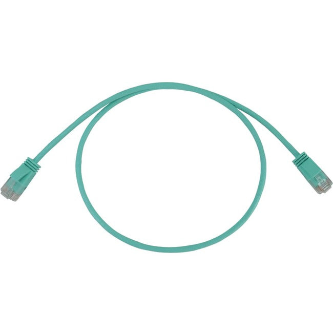 Eaton Tripp Lite Series Cat6a 10G Snagless Molded Slim UTP Ethernet Cable (RJ45 M/M), PoE, Aqua, 3 ft. (0.9 m) N261-S03-AQ