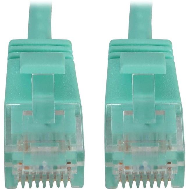 Eaton Tripp Lite Series Cat6a 10G Snagless Molded Slim UTP Ethernet Cable (RJ45 M/M), PoE, Aqua, 6 in. (15 cm) N261-S6N-AQ