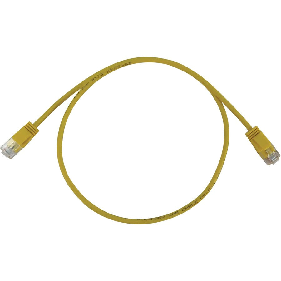 Eaton Tripp Lite Series Cat6a 10G Snagless Molded Slim UTP Ethernet Cable (RJ45 M/M), PoE, Yellow, 3 ft. (0.9 m) N261-S03-YW