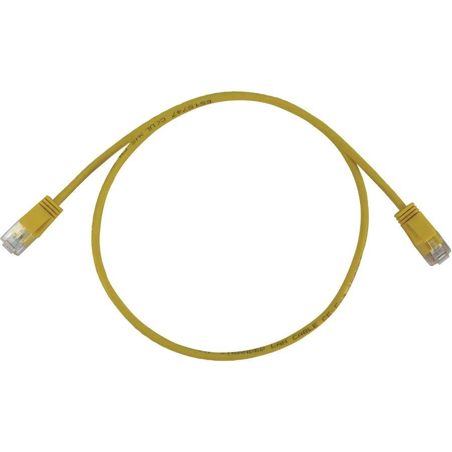 Eaton Tripp Lite Series Cat6a 10G Snagless Molded Slim UTP Ethernet Cable (RJ45 M/M), PoE, Yellow, 6 in. (15 cm) N261-S6N-YW