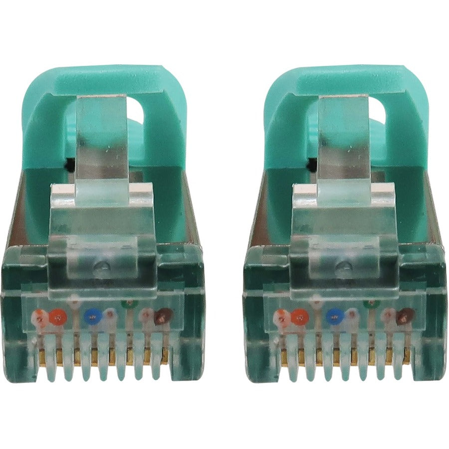 Eaton Tripp Lite Series Cat6a 10G Snagless Shielded Slim STP Ethernet Cable (RJ45 M/M), PoE, Aqua, 1 ft. (0.3 m) N262-S01-AQ