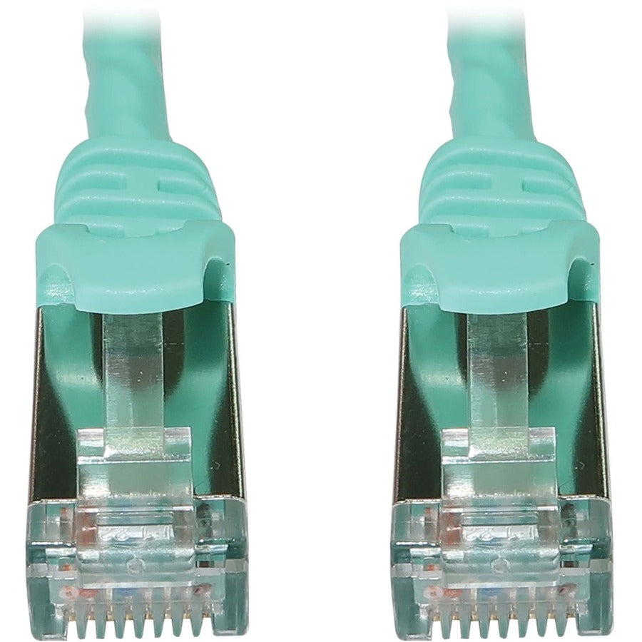 Eaton Tripp Lite Series Cat6a 10G Snagless Shielded Slim STP Ethernet Cable (RJ45 M/M), PoE, Aqua, 3 ft. (0.9 m) N262-S03-AQ