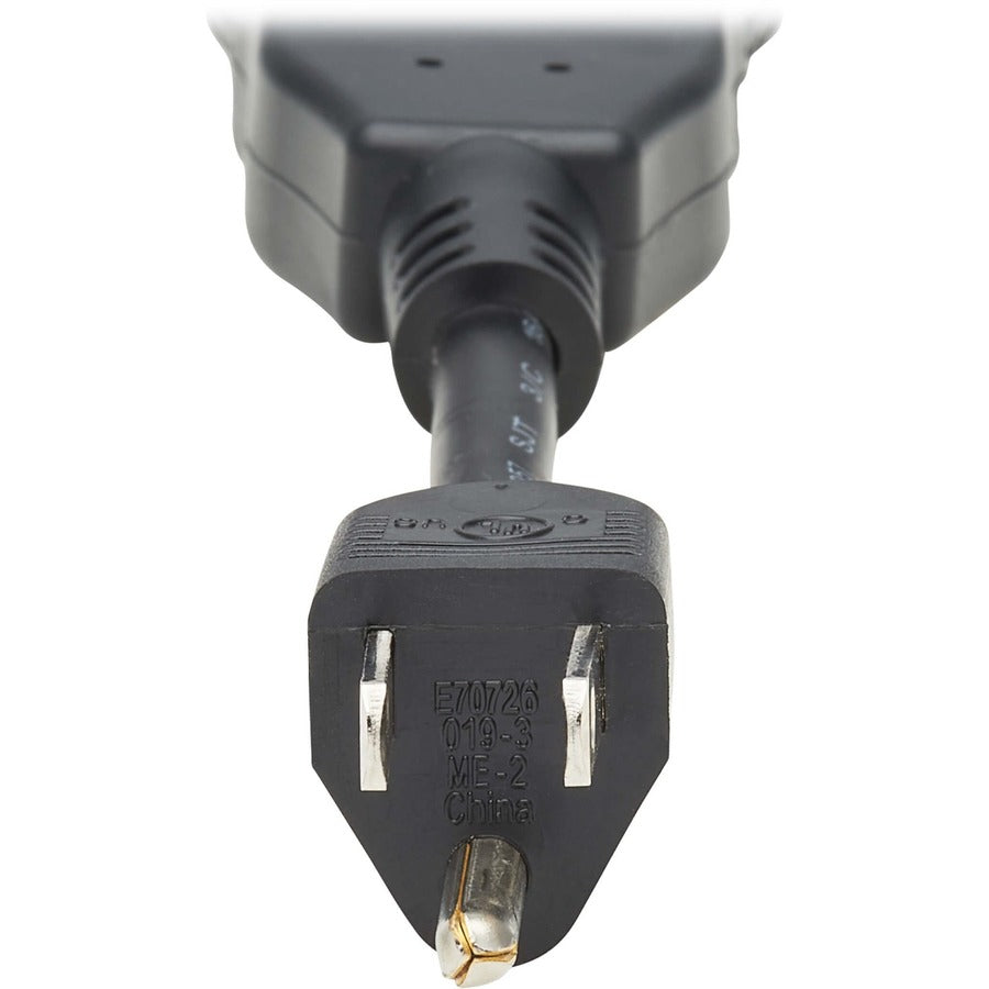 Eaton Tripp Lite Series Extension Cord Y Splitter, NEMA 5-15P to 2x NEMA 5-15R - 13A, 125V, 16 AWG, 1 ft. (0.3 m), Black P022-001-13A-2