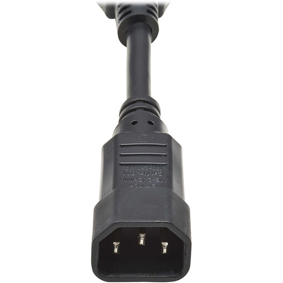 Eaton Tripp Lite Series Power Cord Y Splitter, C14 to 2x NEMA 5-15R - 13A, 125V, 16 AWG, 18 in. (46 cm), Black P002-18N-2R