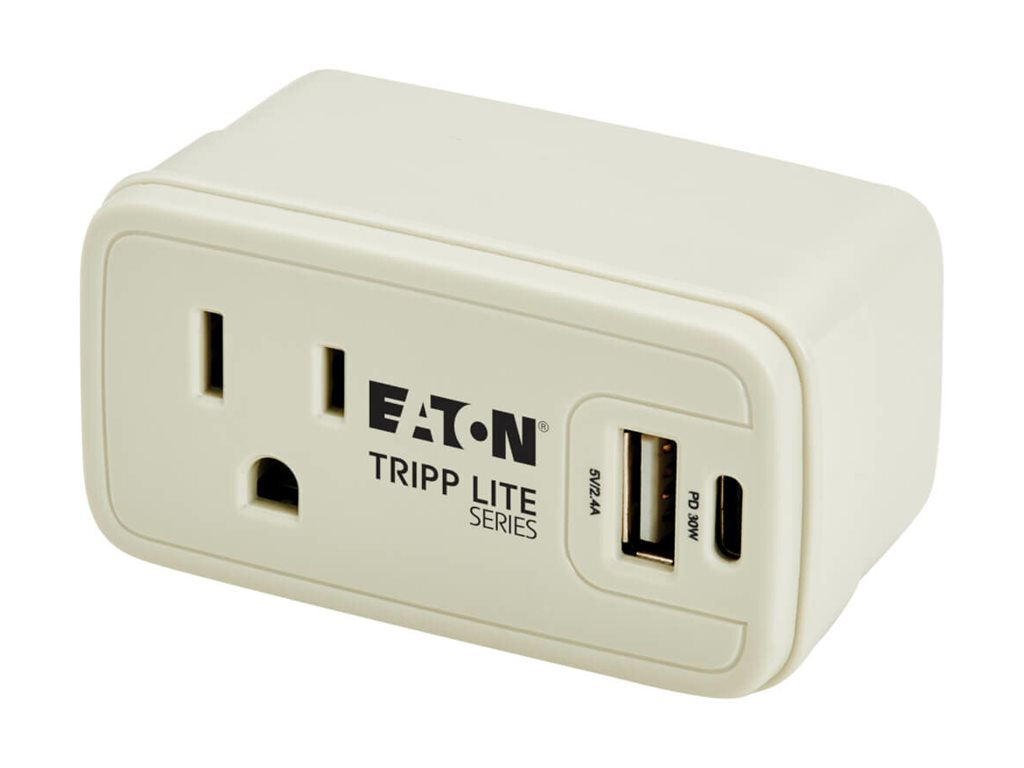 Eaton Tripp Lite Series Power It! Travel Charger and Power Strip 1-Outlet 5-15R USB-C and USB-A Ports 32W Charging irect Plug-In SK10C32