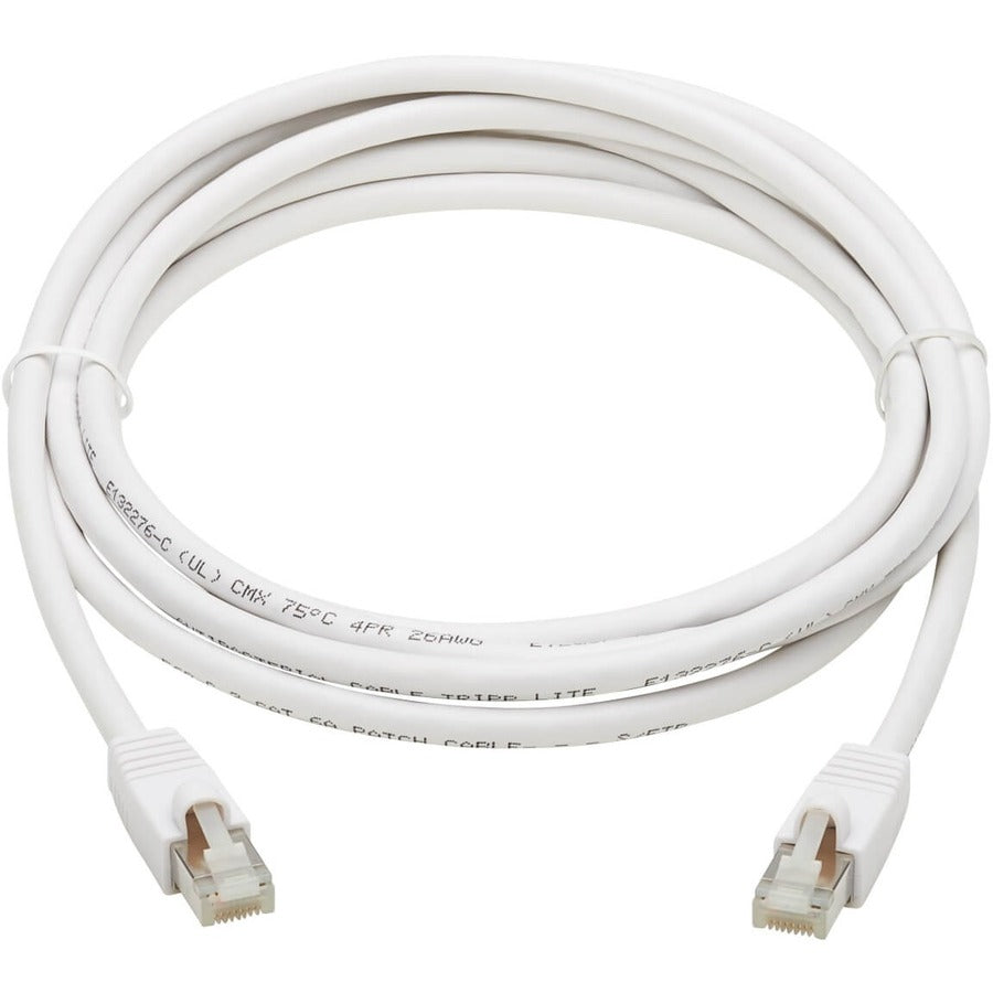 Eaton Tripp Lite Series Safe-IT Cat6a 10G Snagless Antibacterial S/FTP Ethernet Cable (RJ45 M/M), PoE, White, 14 ft. (4.27 m), TAA N262AB-014-WH