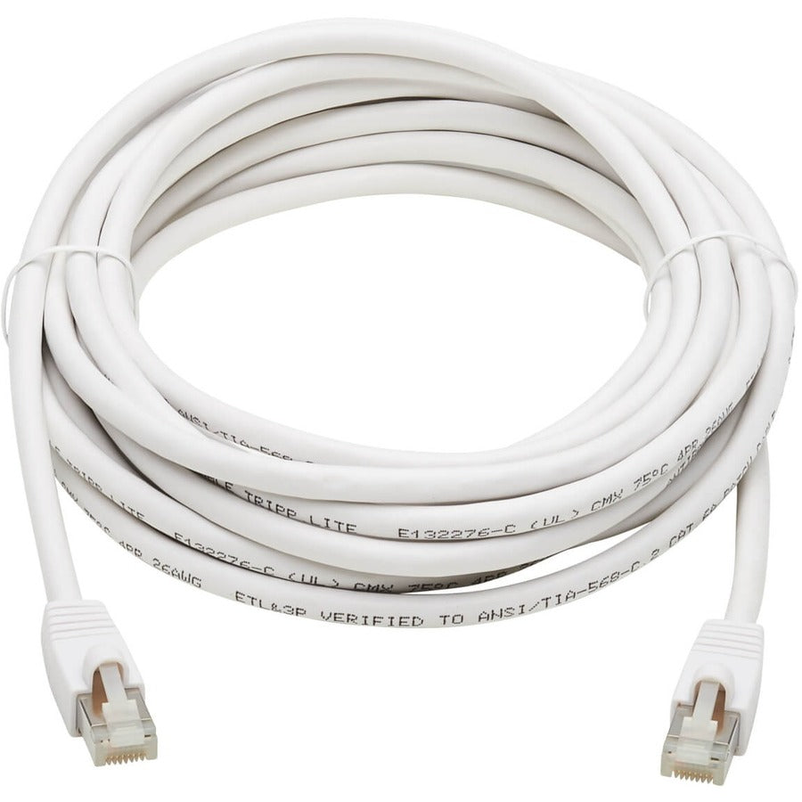 Eaton Tripp Lite Series Safe-IT Cat6a 10G Snagless Antibacterial S/FTP Ethernet Cable (RJ45 M/M), PoE, White, 20 ft. (6.09 m), TAA N262AB-020-WH