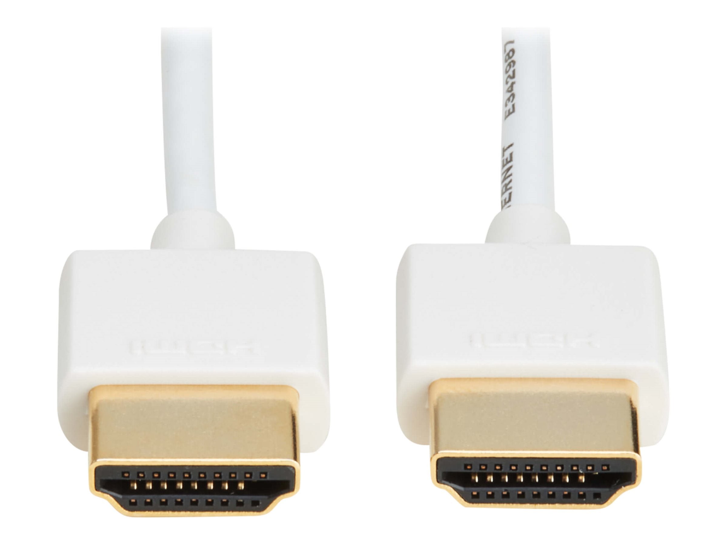 Eaton Tripp Lite Series Slim High-Speed HDMI Cable w Ethernet and Digital Video/Audio UHD 4K 60Hz MM White 10ft - HDMI cable P569-010-SLIM-W