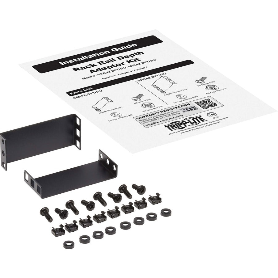 Eaton Tripp Lite Series SmartRack 1U Mounting Rail Deep Adapter Kit for Server Racks, 4 in. (10.2 cm) SRRAILDPTH1U