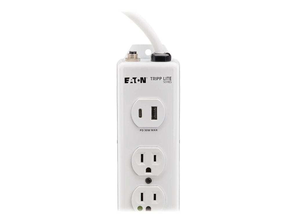 Eaton Tripp Lite Series UL 1363 Medical-Grade Power Strip, 6 Hospital-Grade Outlets, USB Charging, Safety Covers, Antimicrobial, PS-606-HGUSB