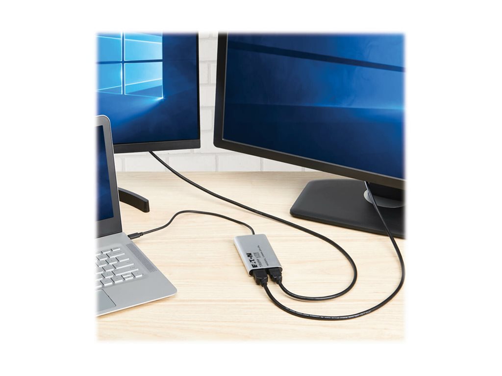 Eaton Tripp Lite Series USB-C Adapter, Dual Display - 4K 60 Hz HDMI, 100W PD Passthrough, Silver - Adapter - TAA Compliant - U444-2H-DL