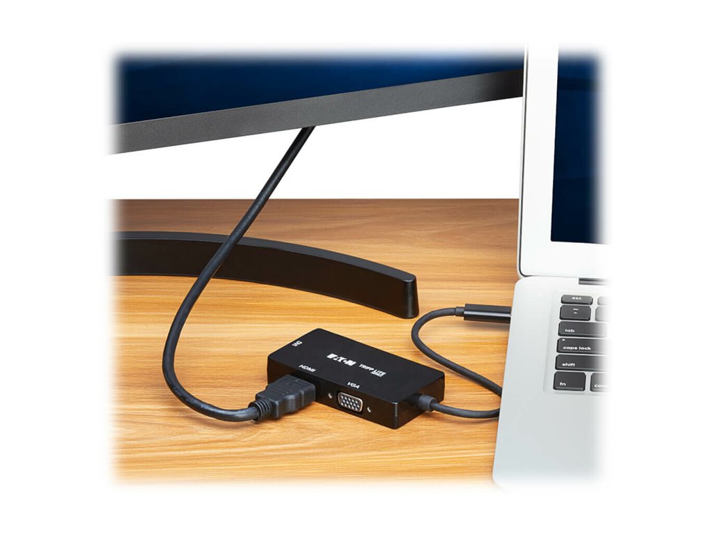 Eaton Tripp Lite Series USB C Multiport Adapter M/3xF 4K60Hz HDMI 1080p VGA + DVI Ports Black - Docking station - USB-C / Thunderbolt U444-06NHDV4K6B