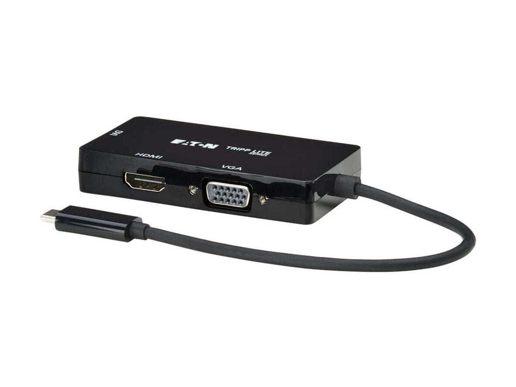 Eaton Tripp Lite Series USB C Multiport Adapter M/3xF 4K60Hz HDMI 1080p VGA + DVI Ports Black - Docking station - USB-C / Thunderbolt U444-06NHDV4K6B