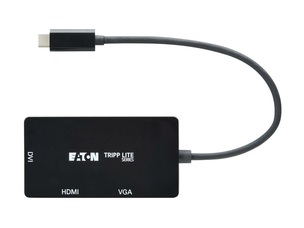 Eaton Tripp Lite Series USB C Multiport Adapter M/3xF 4K60Hz HDMI 1080p VGA + DVI Ports Black - Docking station - USB-C / Thunderbolt U444-06NHDV4K6B