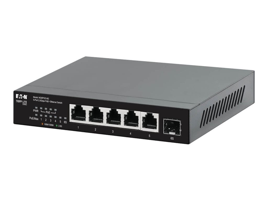 Eaton Tripp Lite series Desktop Gigabit Ethernet Unmanaged Switch PoE+ Pass-Through 5-Port 2.5 Gbps 70W Metal - Switch - unmanaged NG5POE-M2