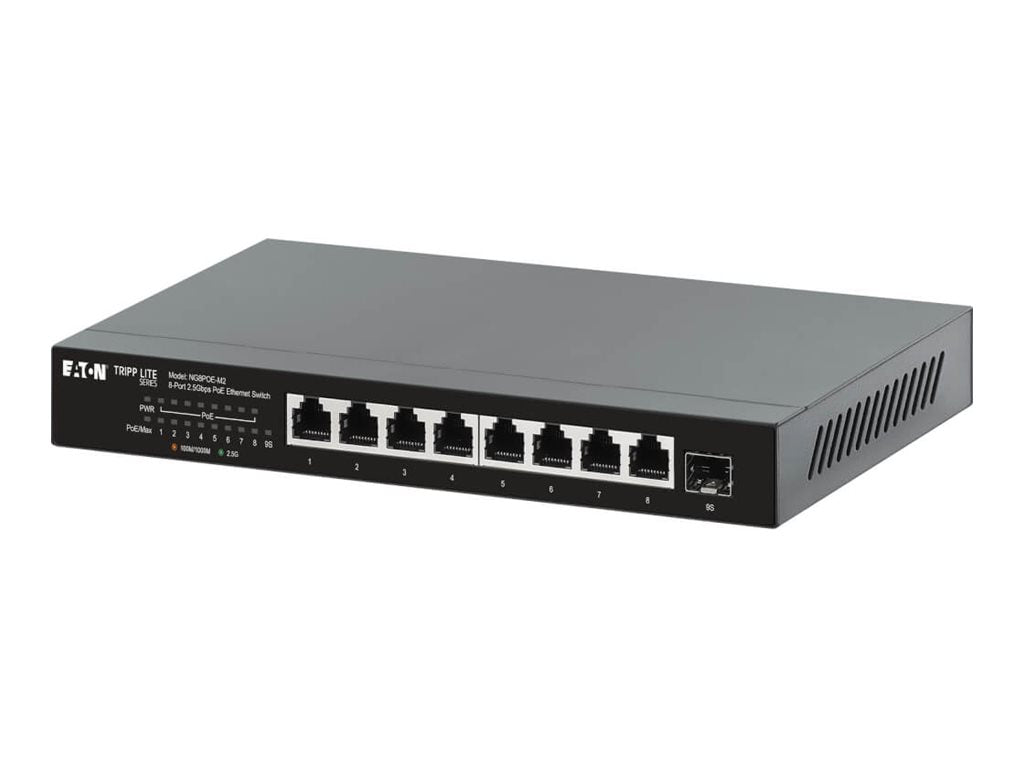 Eaton Tripp Lite series Desktop Gigabit Ethernet Unmanaged Switch, PoE+ Pass-Through 8-Port 2.5 Gbps 100W Metal - Switch - unmanaged NG8POE-M2
