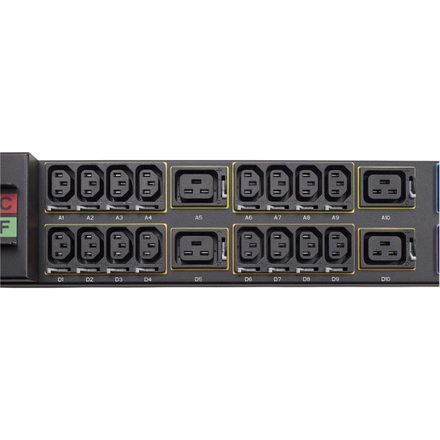 Eaton fuse disconnect rack PDU, 0U, 309-532P6W input, 17.3 kW max, 230/400V, 24A, 10 ft cord, Three-phase, TAA compliant, Outlets: (48) C13 Outlet grip, (12) C19 Outlet grip EMI356-10