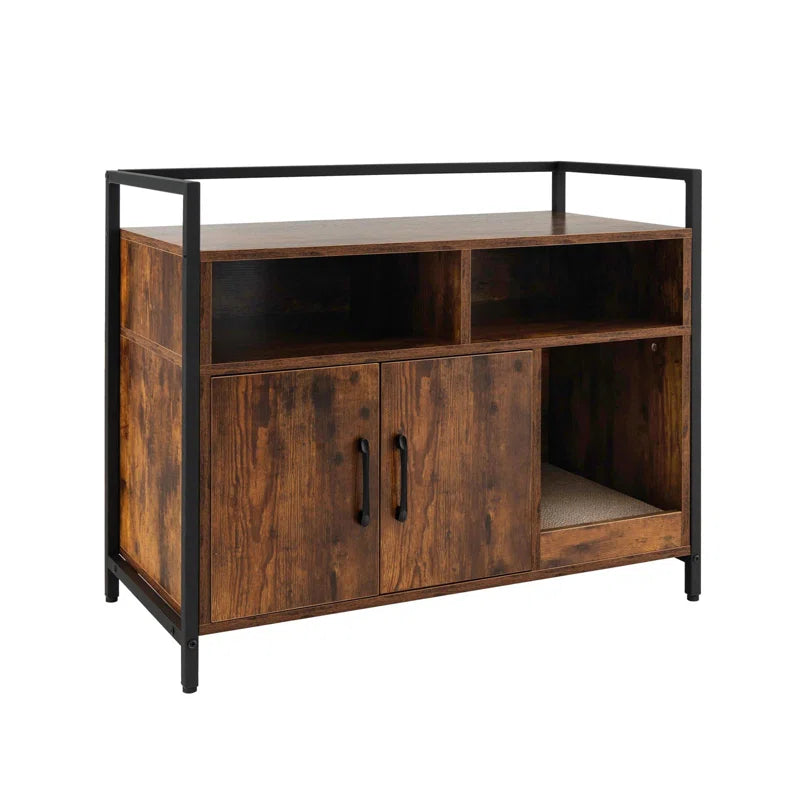 Edgware 35 Inch Litter Box Enclosure Cabinet With 2 Doors