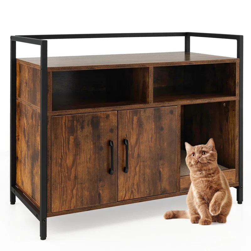 Edgware 35 Inch Litter Box Enclosure Cabinet With 2 Doors